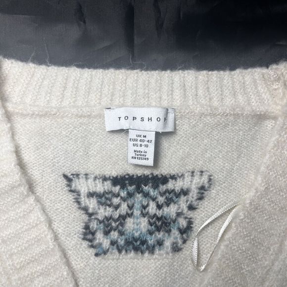 Topshop Cropped Butterfly Cardigan Sweater White Long Sleeve Womens US Size 8-10 - Picture 2 of 8